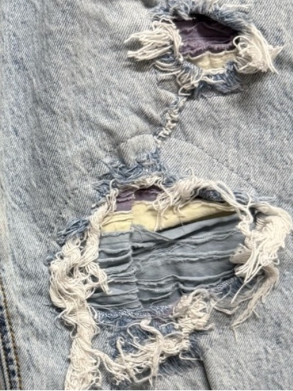 From Anthropologie Pilcro Distressed Colored Patches Cropped Blue Jeans size 26